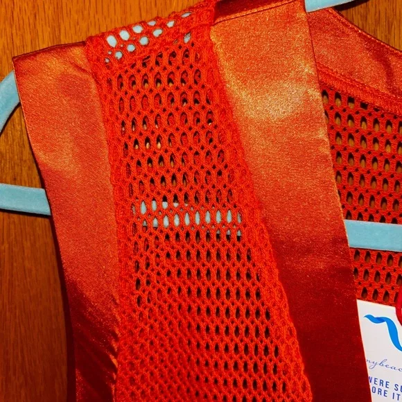 My Beachy Side Gold Flame Orange Mesh Dress Sleeveless Coverup - Picture 5 of 8